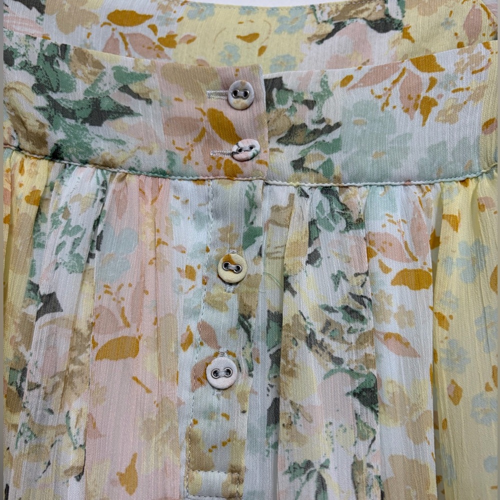 LC Lauren Conrad Floral Boho Blouse size XXL Sheer Long Sleeve Peasant Top(A465) - Picture 4 of 16